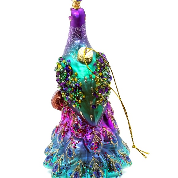 Unique Treasures Exquisite Hand Blown Glass Peacock Ornament - Picture 6 of 7